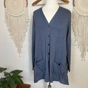 Logo by Lori Goldstein blue button front long line cardigan large